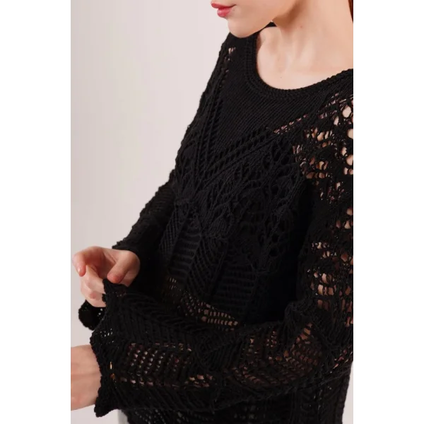 Ajurlu Salaş Siyah Kazak