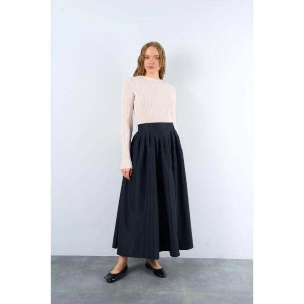 Ajurlu Triko Kazak  Krem