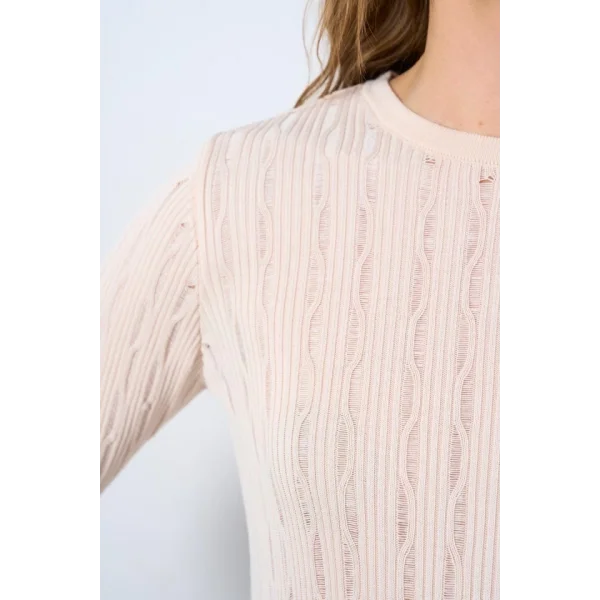 Ajurlu Triko Kazak  Krem