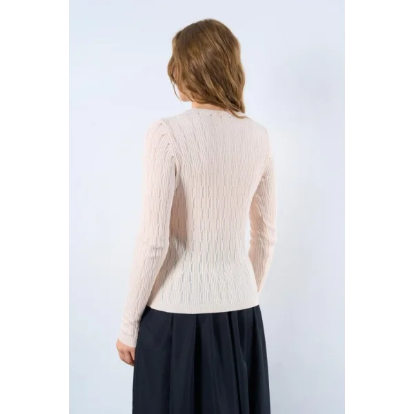 Ajurlu Triko Kazak  Krem