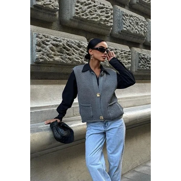 Ajurlu Triko Yelek 5175