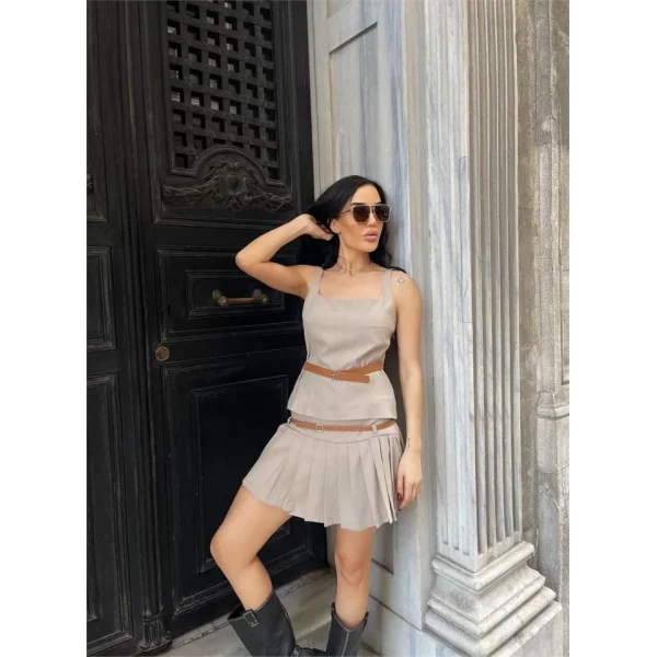 AKII CROP BUZ KARE YAKA KEER DETAYI  Bej