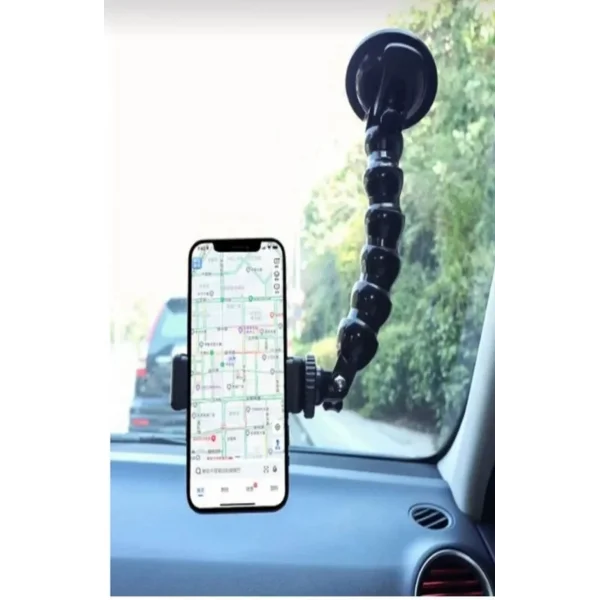 Akrobat Vantuzlu Teleskobik Telefon Tutucu - Siyah