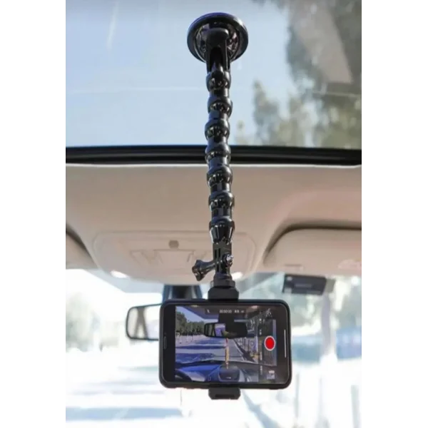 Akrobat Vantuzlu Teleskobik Telefon Tutucu - Siyah