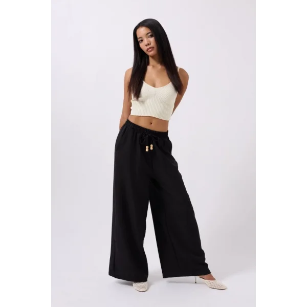 Aksesuar Detay Keten Pantolon