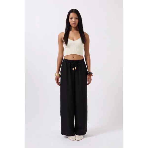 Aksesuar Detay Keten Pantolon