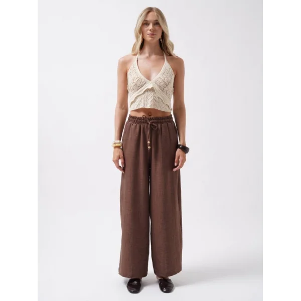 Aksesuar Detay Keten Pantolon