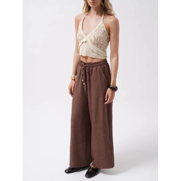 Aksesuar Detay Keten Pantolon