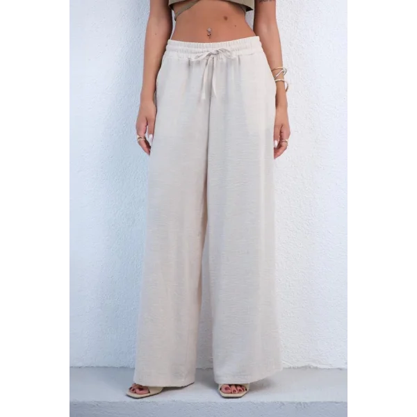 Aksesuar Detay Keten Pantolon