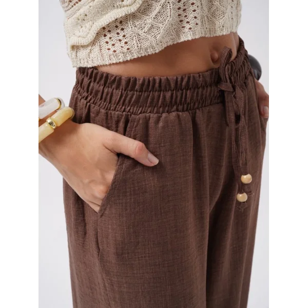 Aksesuar Detay Keten Pantolon