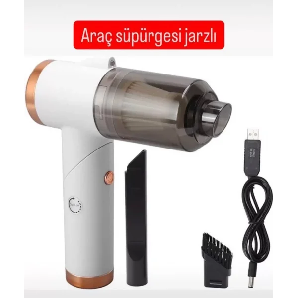 Akülü Araç Süpürgesi Güçlü ve Portatif Temizlik - Beyaz