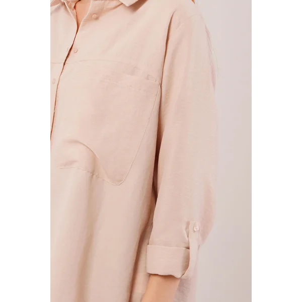 alaş Kesim Cepli Bej Gömlek