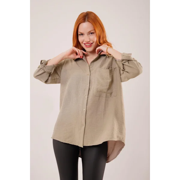 alaş Kesim Cepli Haki Gömlek