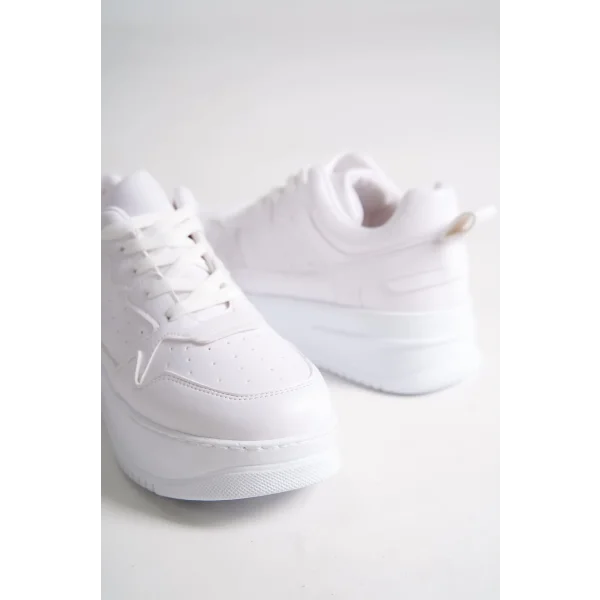 ALESSI Bağcıklı Ortopedik Taban Kadın Sneaker Spor Ayakkabı CBT - Beyaz