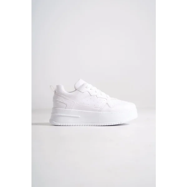 ALESSI Bağcıklı Ortopedik Taban Kadın Sneaker Spor Ayakkabı CBT - Beyaz