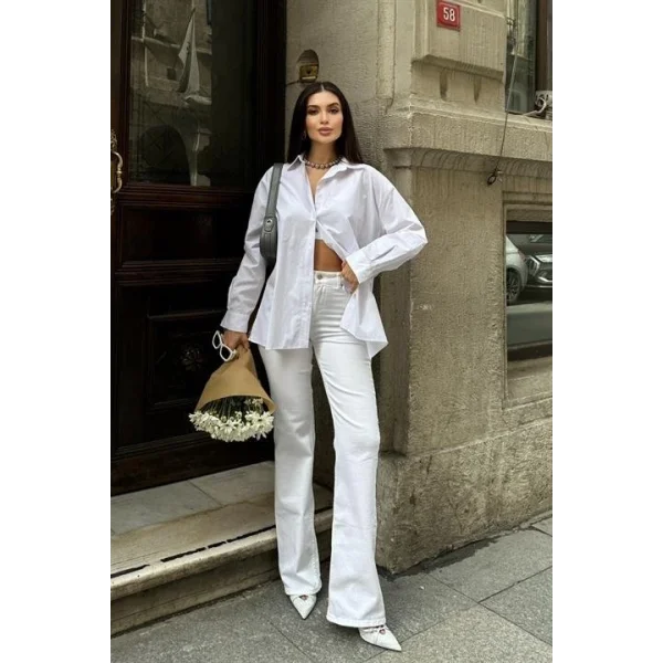 Alexis Sırt Dantel Oversıze Gömlek 3336-08