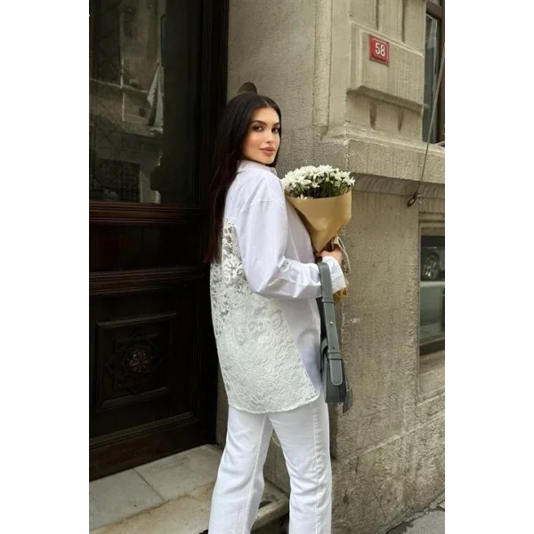 Alexis Sırt Dantel Oversıze Gömlek 3336-08