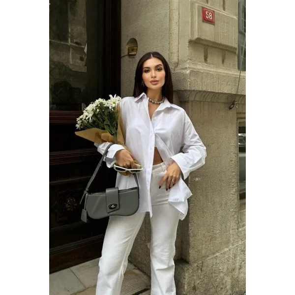 Alexis Sırt Dantel Oversıze Gömlek 3336-08