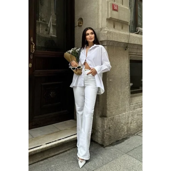 Alexis Sırt Dantel Oversıze Gömlek 3336-08