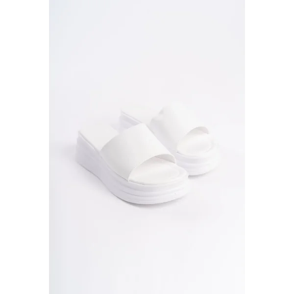 ALICE Düz Topuklu Kalın ve Ortopedik Taban Kadın Terlik CBT - Beyaz