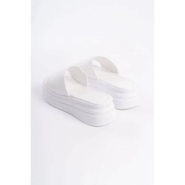 ALICE Düz Topuklu Kalın ve Ortopedik Taban Kadın Terlik CBT - Beyaz