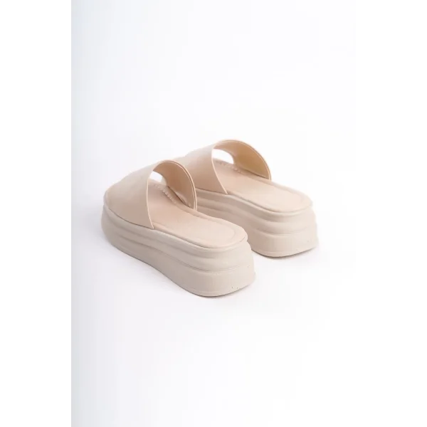 ALICE Düz Topuklu Kalın ve Ortopedik Taban Kadın Terlik CKT - Krem