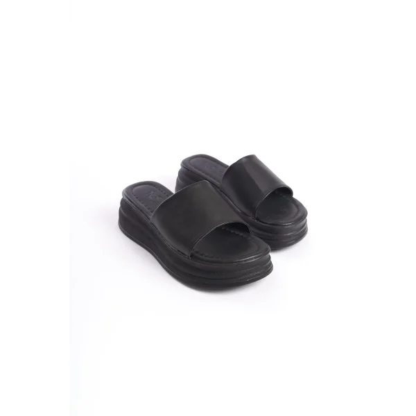 ALICE Düz Topuklu Kalın ve Ortopedik Taban Kadın Terlik  CST - Siyah