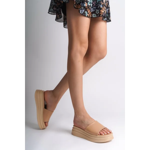 ALICE Düz Topuklu Kalın ve Ortopedik Taban Kadın Terlik CTT - Ten