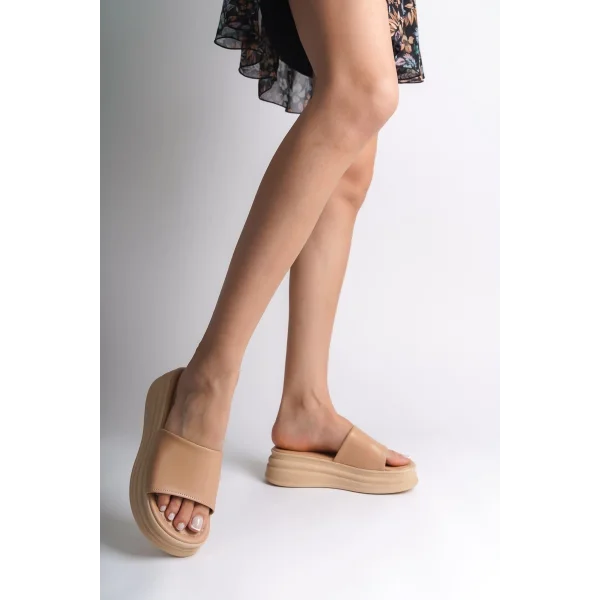 ALICE Düz Topuklu Kalın ve Ortopedik Taban Kadın Terlik CTT - Ten