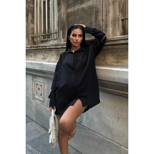 Alina Kol Cut Out Keten Gömlek 3252-08