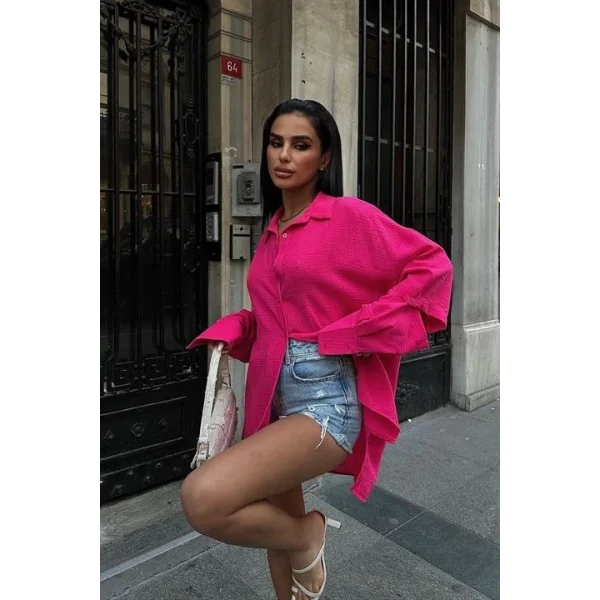 Alina Kol Cut Out Keten Gömlek 3252-08