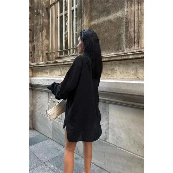 Alina Kol Cut Out Keten Gömlek 3252-08