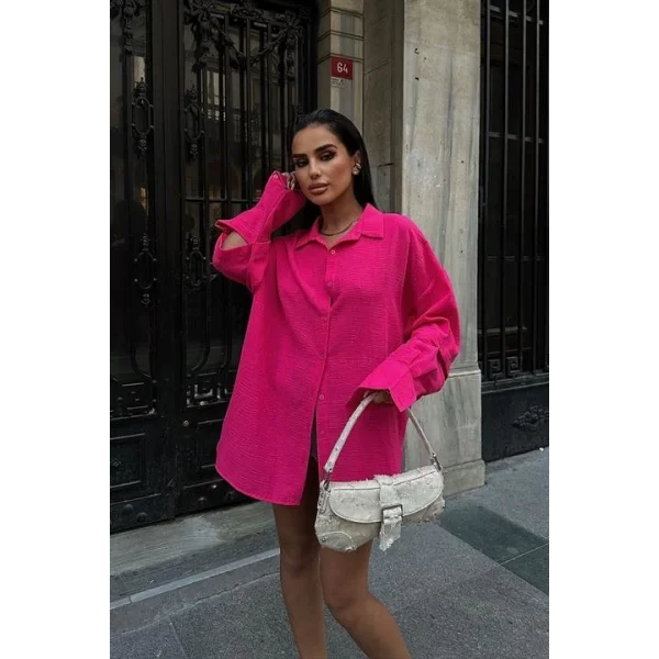 Alina Kol Cut Out Keten Gömlek 3252-08