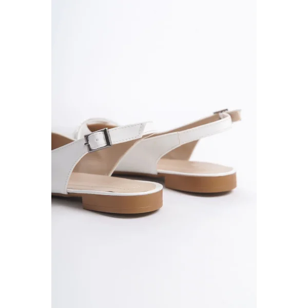 ALLISON Tokalı Ortopedik Rahat Taban Taş Detaylı Kadın Babet Ayakkabı  CKT - Beyaz