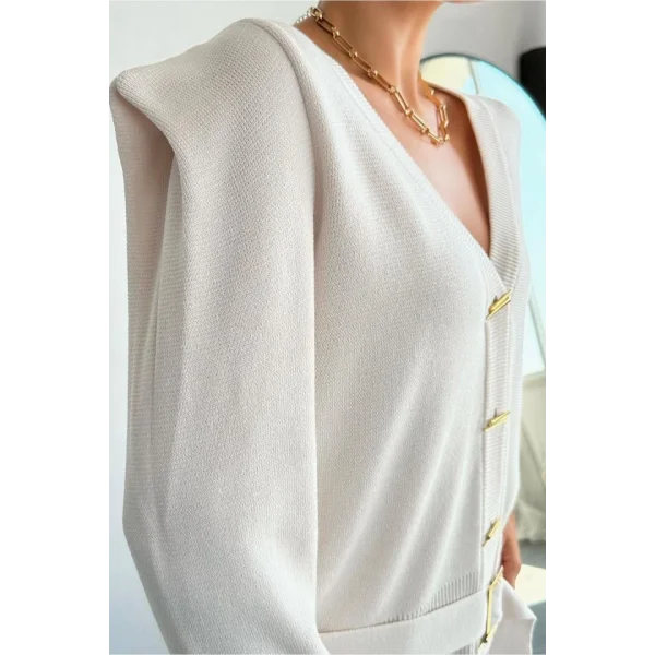 Altan Kemerli Hırka  Krem