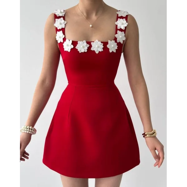 Alyosa Çiçek Detaylı Elbise