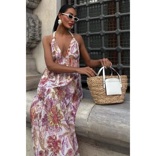 Amelia Sırt Dekolteli Şifon Elbise 2614