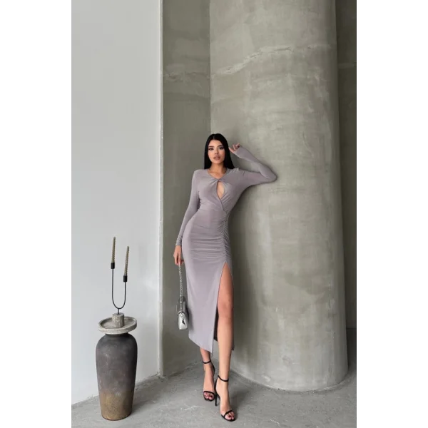 ANDY EBİE BÜZGÜ DETAYI  Gri