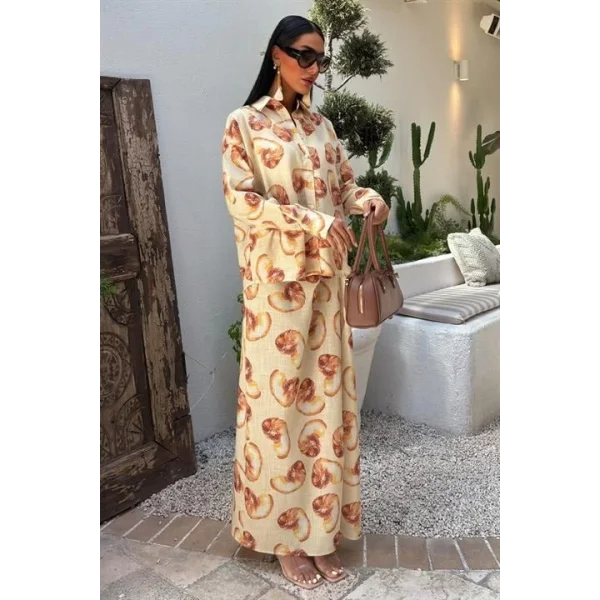 Angela Toka Detaylı Keten Takım 9737-08