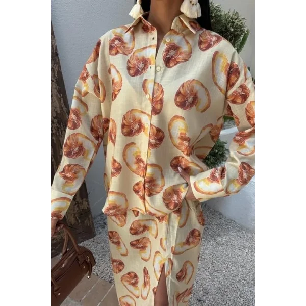 Angela Toka Detaylı Keten Takım 9737-08