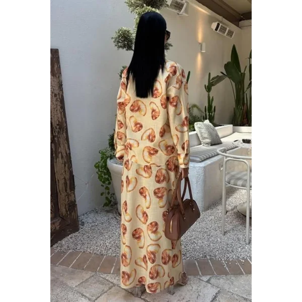 Angela Toka Detaylı Keten Takım 9737-08