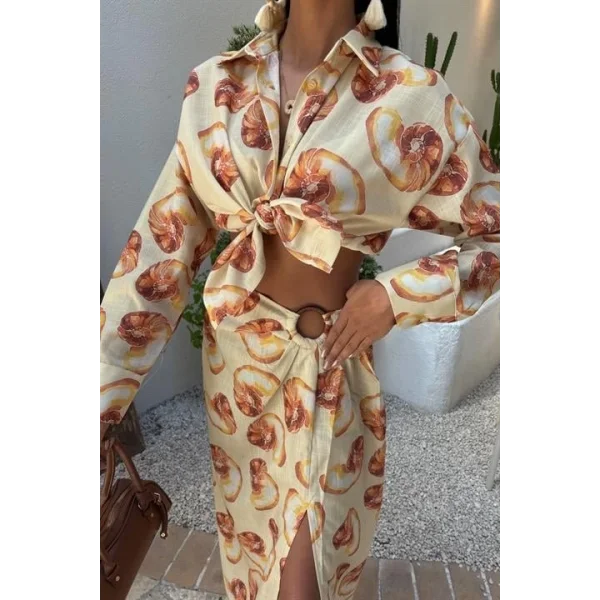 Angela Toka Detaylı Keten Takım 9737-08