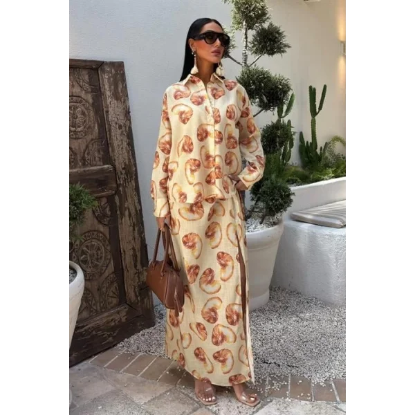 Angela Toka Detaylı Keten Takım 9737-08