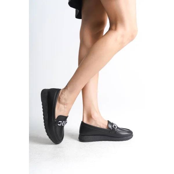 ANNA Ortopedik Rahat Taban Toka Detaylı Klasik Kadın Babet Anne Ayakkabısı  CST - Siyah