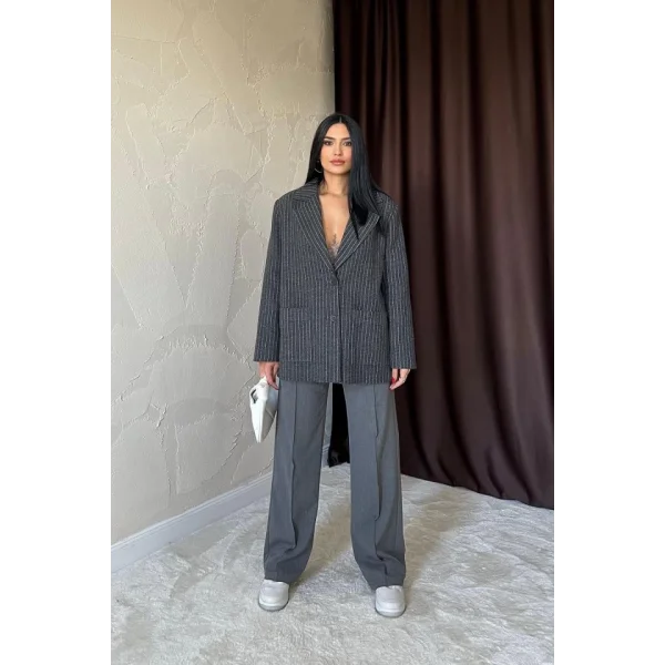 Antrasit Bel Büzgülü Pantolon