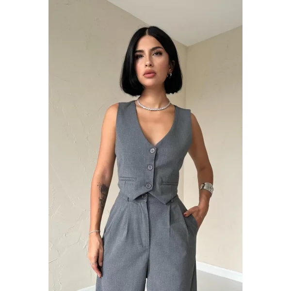 Antrasit Klas Ceket Ve Yelek Ve Pantolon Takım