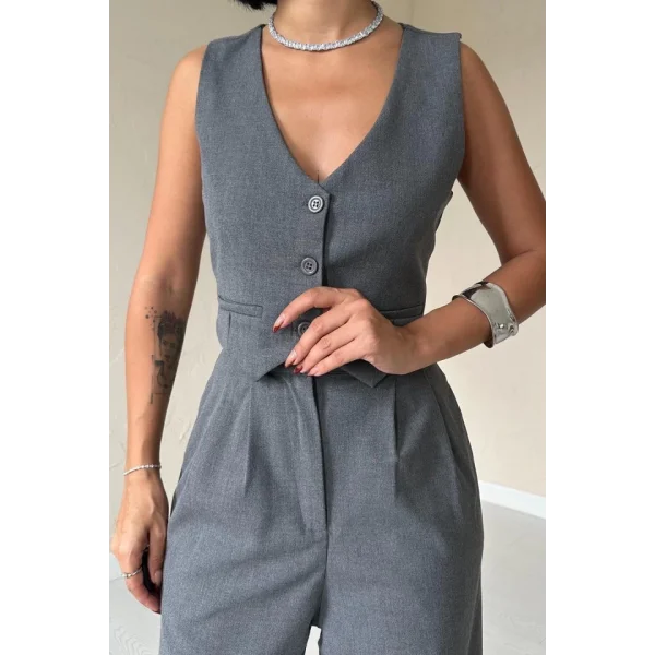 Antrasit Klas Ceket Ve Yelek Ve Pantolon Takım