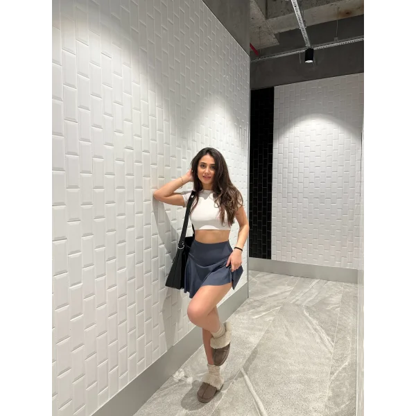 Antrasit Scuba Şort Etek