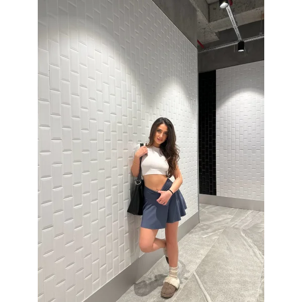 Antrasit Scuba Şort Etek