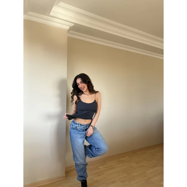 Antrasit ZRA Model Poliamid İp Askı Bluz